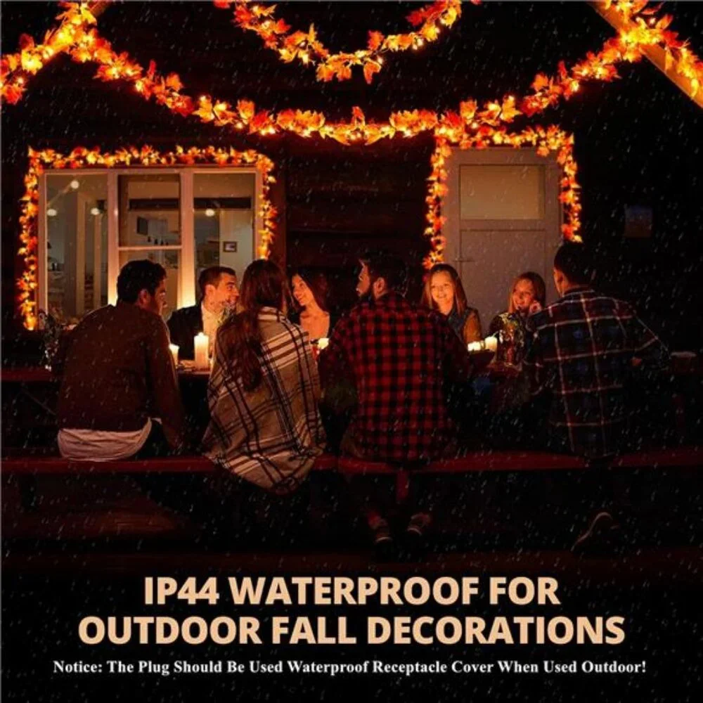 Fall Decors for Home 9FT Plug in Fall Garland with Lights 50 Orange Bulbs